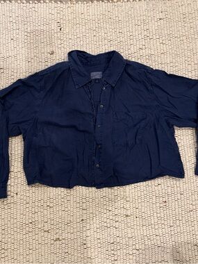 Universal Thread Navy Casual Button-Front Shirt
